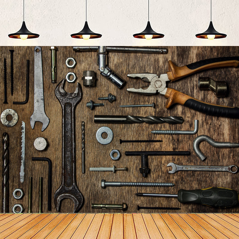 Workshop Tools Background - Rustic Old Tools Photography Backdrop Retro