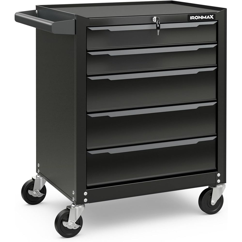 Workshop Tools Storage - 5-Drawer Steel Tool Chest with Handle,