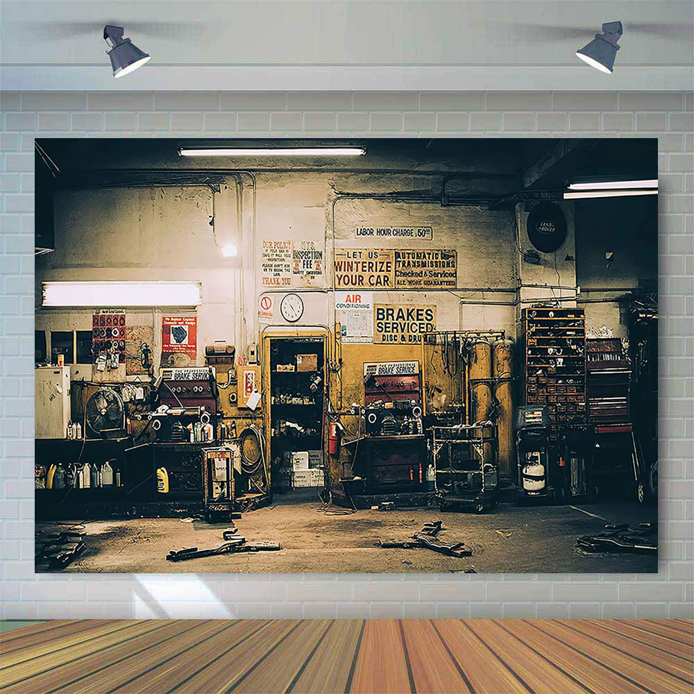 Retro Car Repairs Backdrop Too - Workshop Tools Background recensione e prezzo