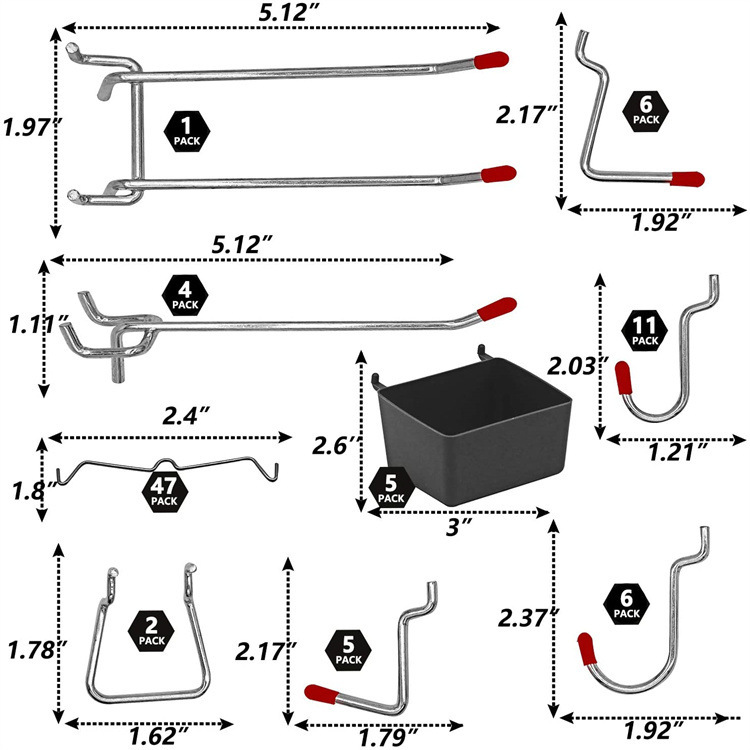 114 Pcs Pegboard Hooks Set Met - Workshop Tools On Wall recensione e prezzo