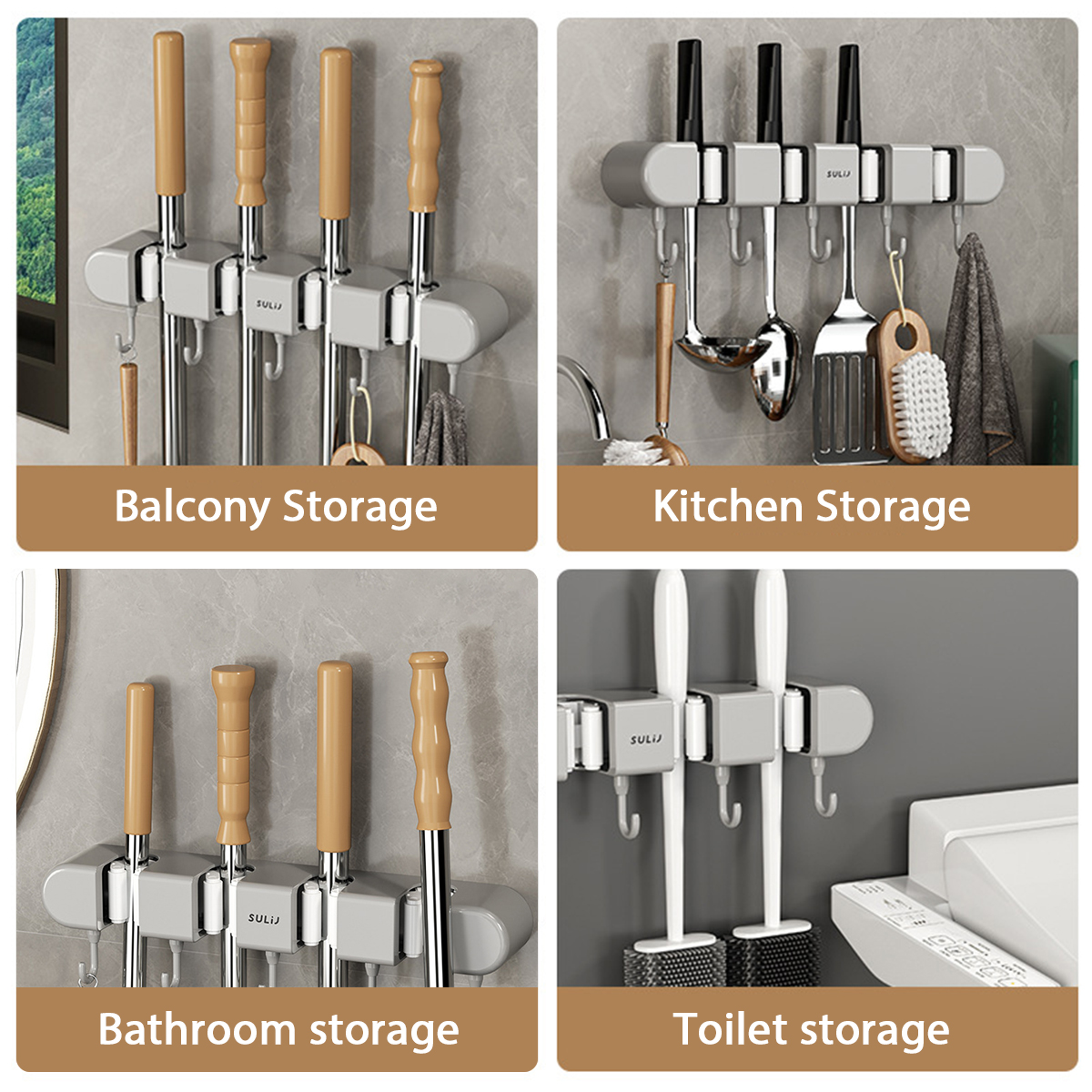 Broom Mop Holder with Hooks Wa - Workshop Tools On Wall recensione e prezzo
