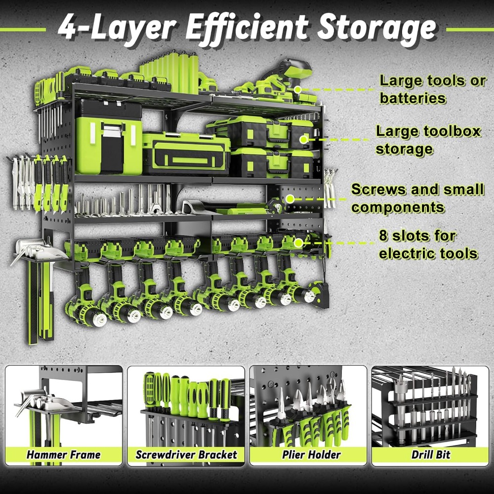 Heavy Duty 4 Tier 8 Slot Wall  - Workshop Tools Storage recensione e prezzo