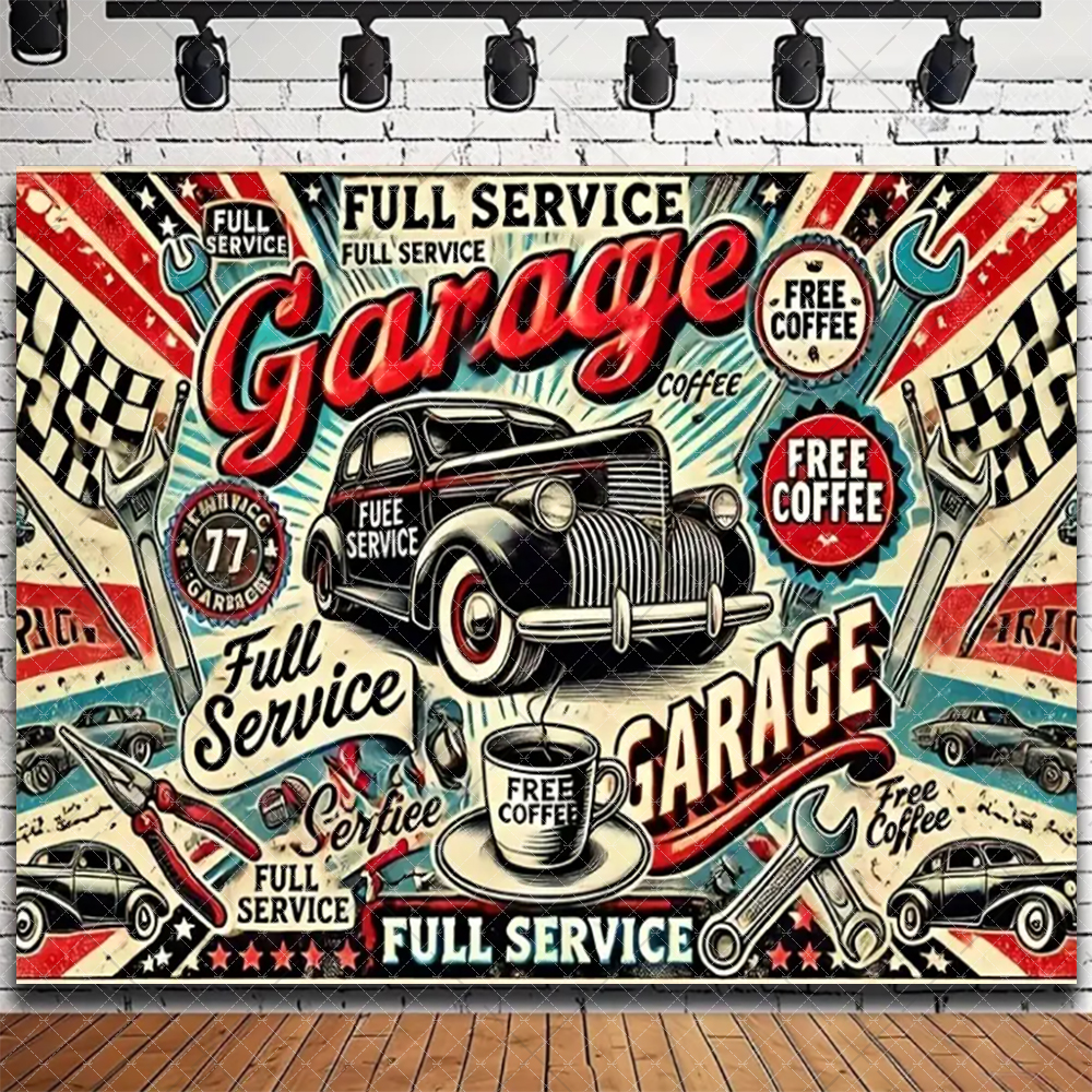 Retro Motorcycle Car Repairs G - Workshop Tools Background recensione e prezzo