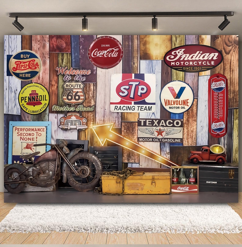 Vintage Garage Backdrops Car R - Workshop Tools Background recensione e prezzo