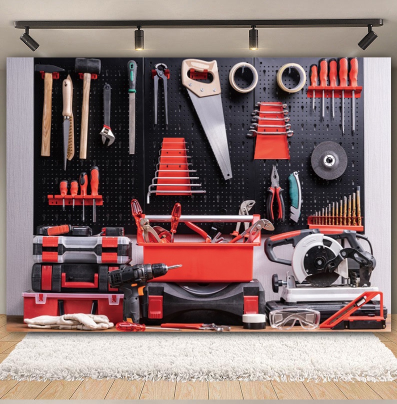 Vintage Garage Backdrops Car R - Workshop Tools Background recensione e prezzo