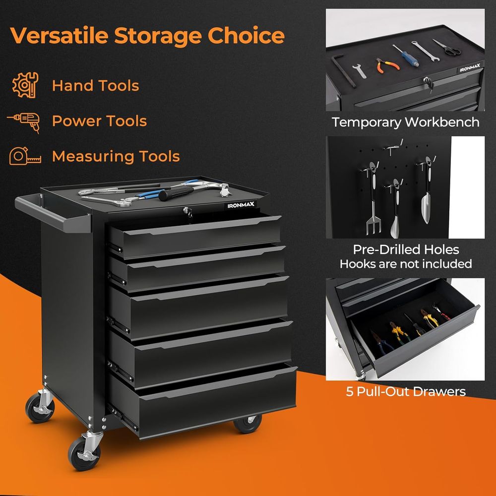 5-Drawer Steel Tool Chest with - Workshop Tools Storage recensione e prezzo